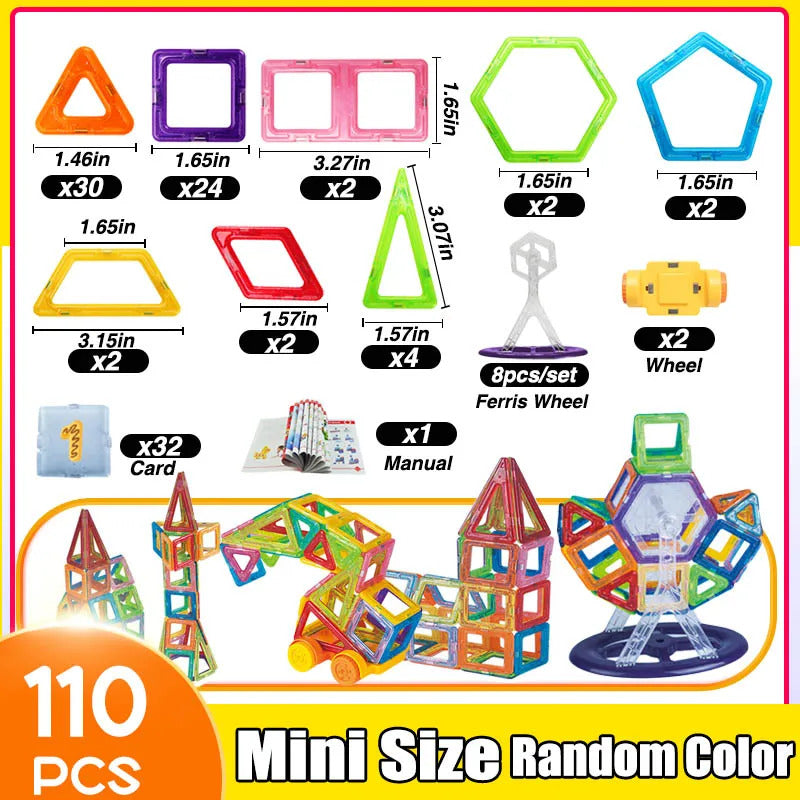 64-184Pcs Kids Magnetic Building Blocks Mini Size Magnet Toys