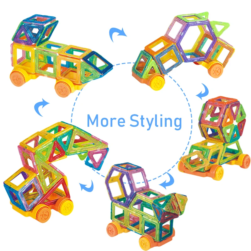 64-184Pcs Kids Magnetic Building Blocks Mini Size Magnet Toys