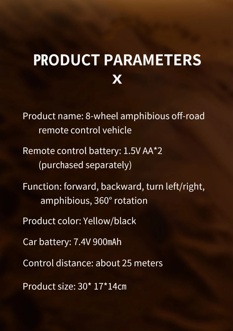 8x8 2.4G Remote Control Car 8wd Off-road Amphibious Stunt Vehicle