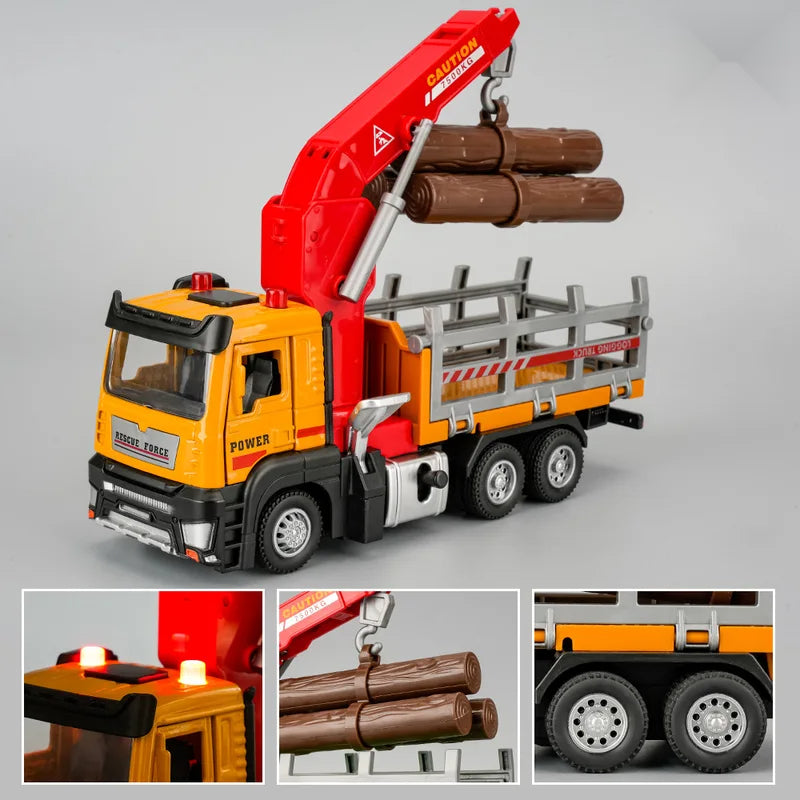 1:32 Pneumatic Lift Model Toy Logging Transport Vehicles