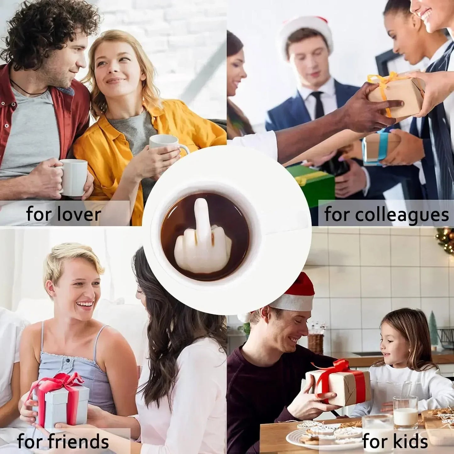 300ML 中指カップ ホワイト おもしろいセラミックマグ