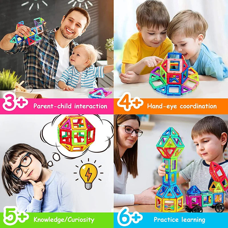 64-184Pcs Kids Magnetic Building Blocks Mini Size Magnet Toys