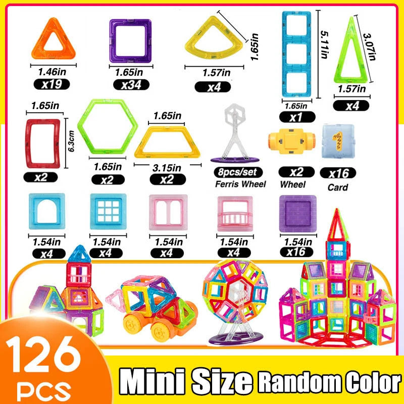 64-184Pcs Kids Magnetic Building Blocks Mini Size Magnet Toys