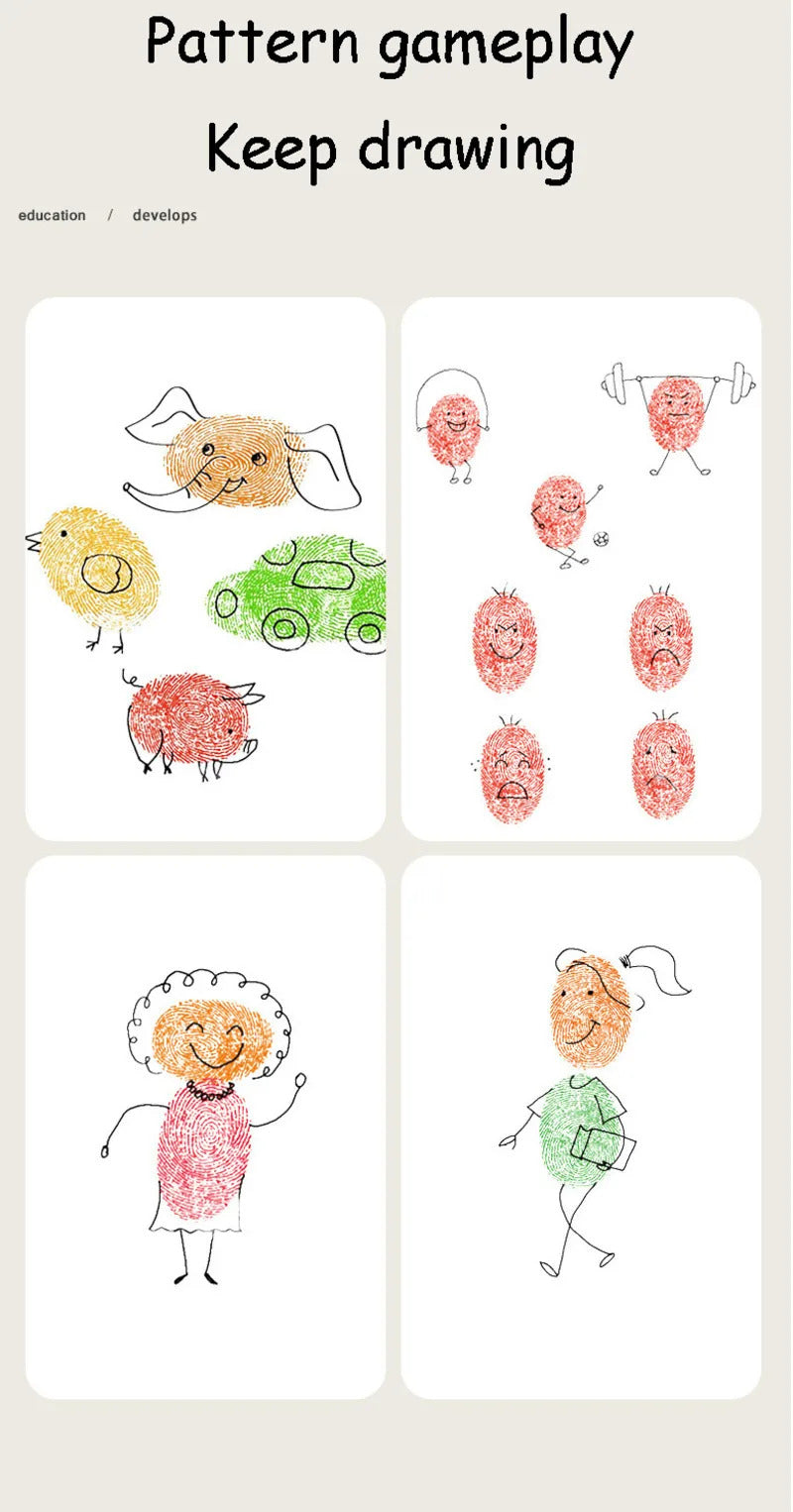 新しい指印刷の本、落書き、お絵かきおもちゃ