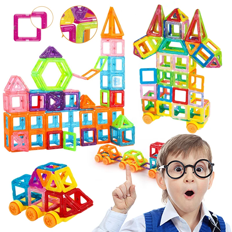 64-184Pcs Kids Magnetic Building Blocks Mini Size Magnet Toys
