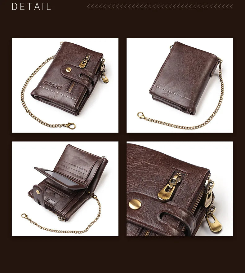 New Men Wallets Name PU Short Card Holder Chain Men Purse Brand Male wallet