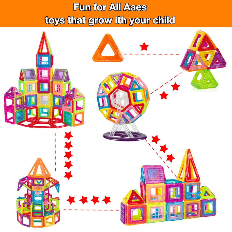 64-184Pcs Kids Magnetic Building Blocks Mini Size Magnet Toys
