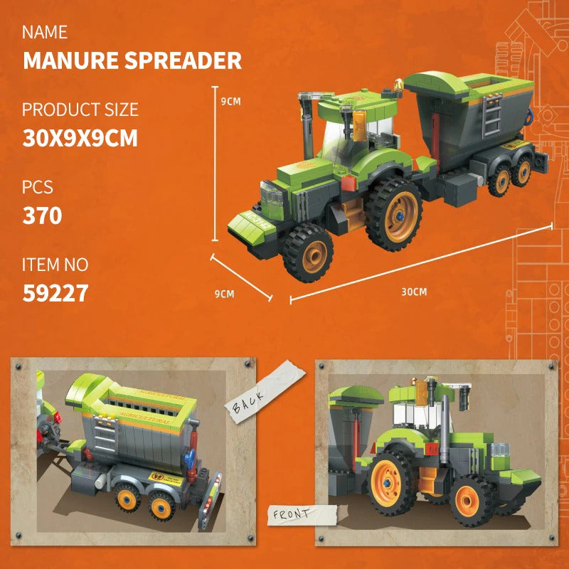 City Farm Farmer Mower Sower Harvester Building Blocks
