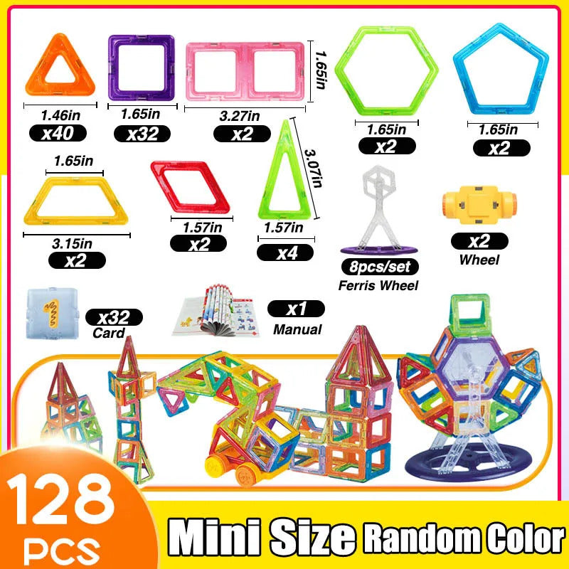 64-184Pcs Kids Magnetic Building Blocks Mini Size Magnet Toys