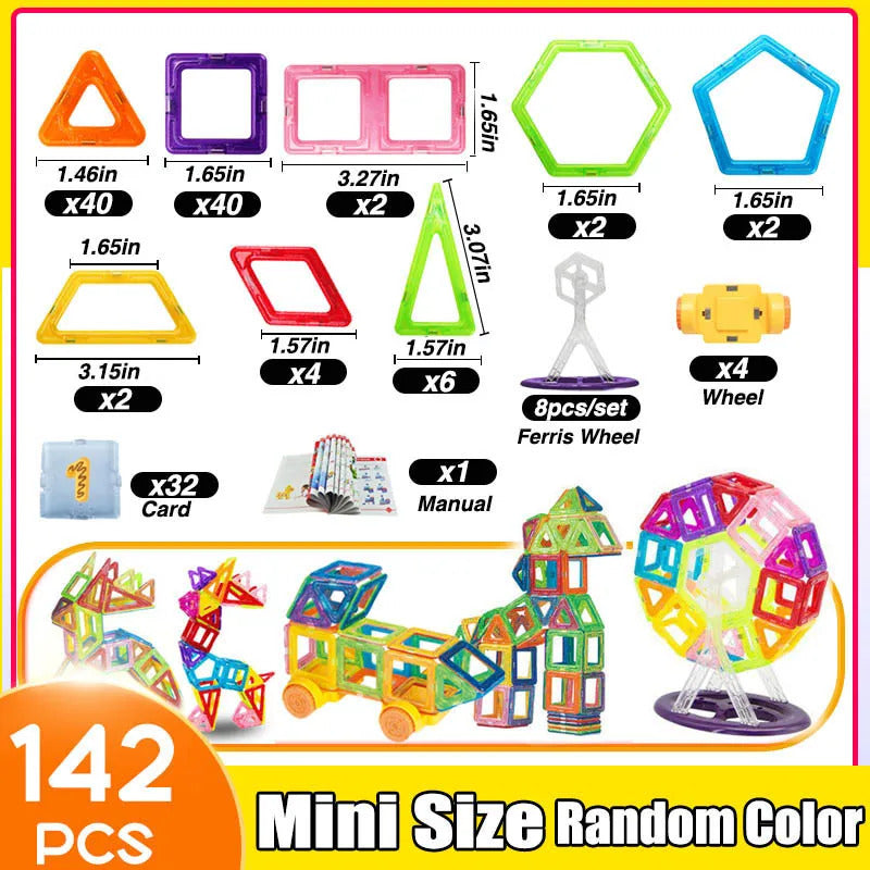 64-184Pcs Kids Magnetic Building Blocks Mini Size Magnet Toys