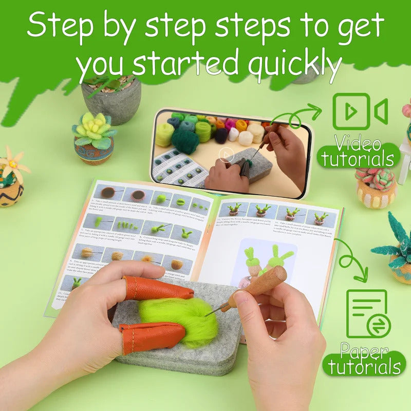 Succulent Potted Plant Wool Felting Kits