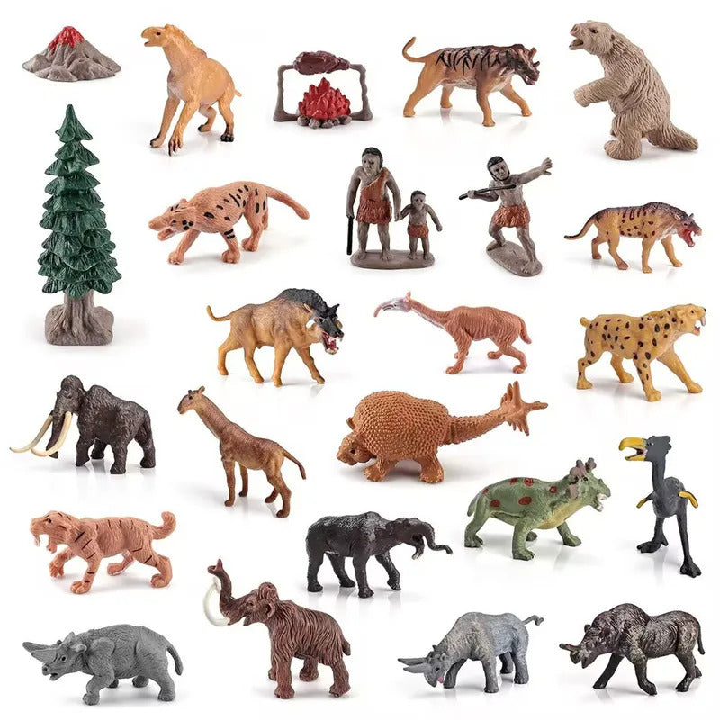 12 種の先史時代の動物の模型