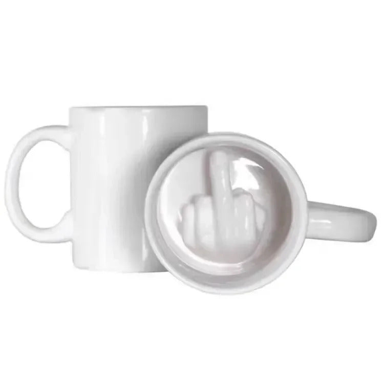 300ML 中指カップ ホワイト おもしろいセラミックマグ