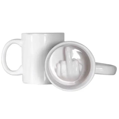300ML 中指カップ ホワイト おもしろいセラミックマグ