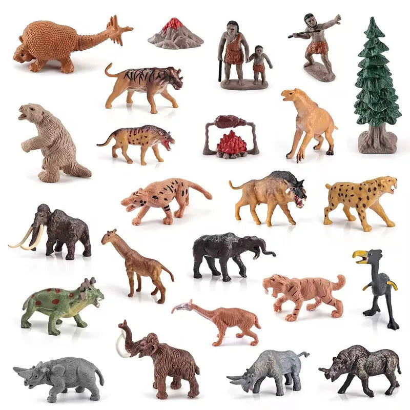 12 種の先史時代の動物の模型