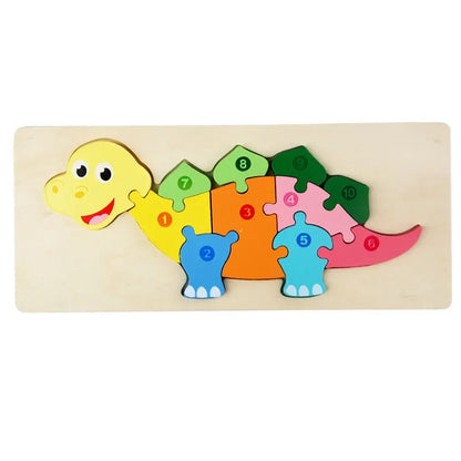 木製 3D 幼児用パズル 教育恐竜おもちゃ