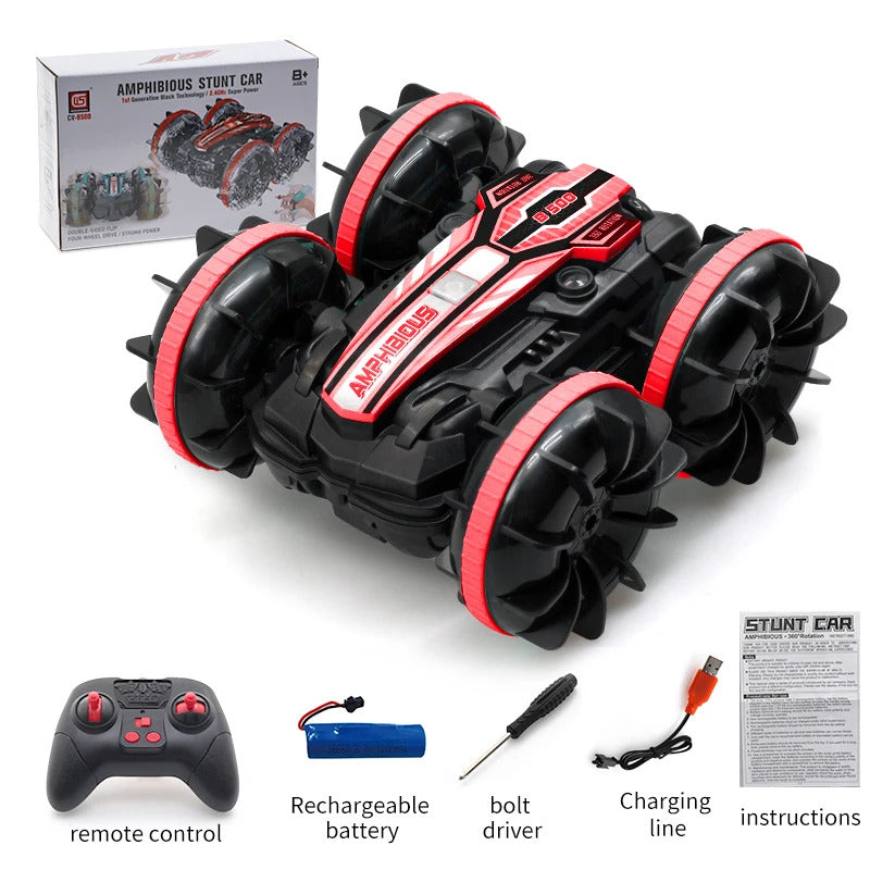 新しい LED 水陸両用 RC カー デュアル リモート コントロール 防水 スタント カー