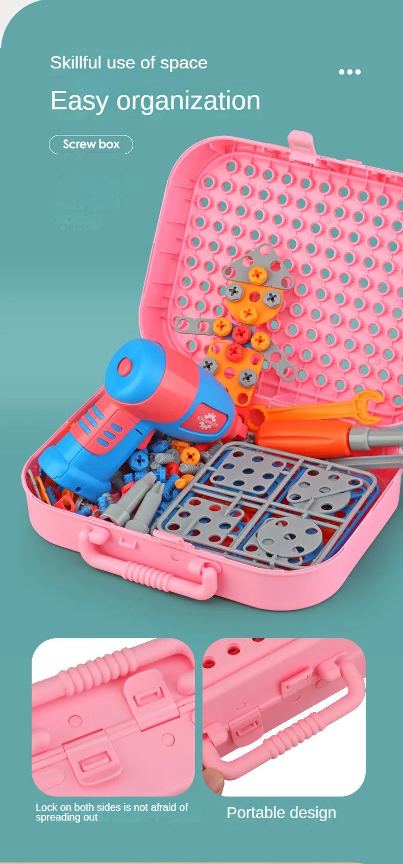 211PCS 子供用ごっこ遊び修理ツールボックス クリエイティブ教育玩具