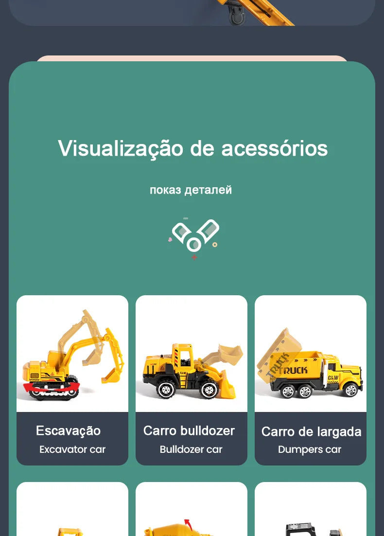 Tractor Alloy Engineering Vehicle Parking Lot Car Set