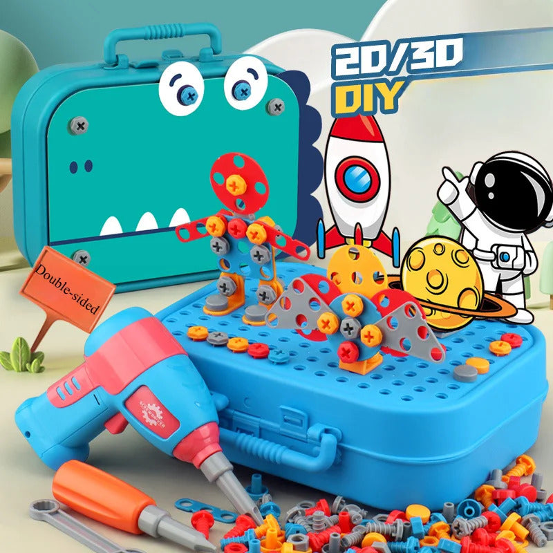 211PCS 子供用ごっこ遊び修理ツールボックス クリエイティブ教育玩具