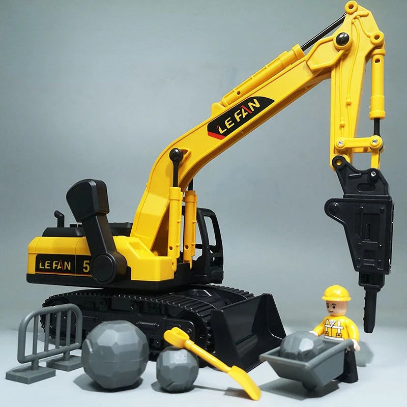 1:32 Simulation Diecast Crane Car Model with 3 Head Drill