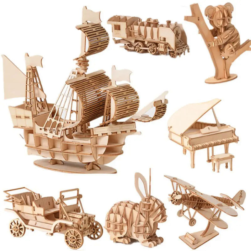3D Wooden Animal Puzzle Toys Assembly Kit