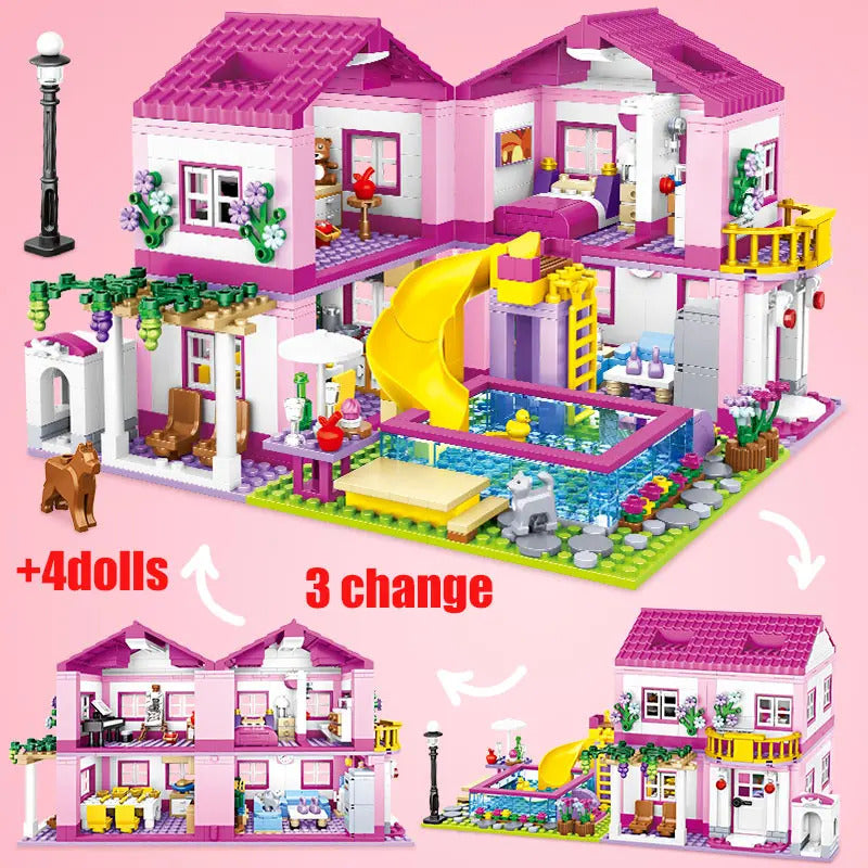 1018pcs シティ 1 チェンジ 3 サマー 2階建て ヴィラ ハウス