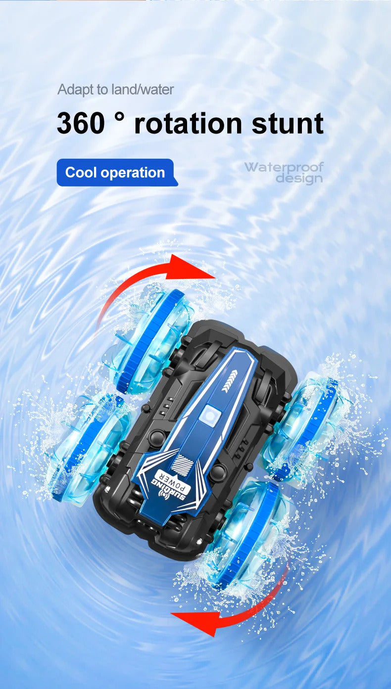 新しい LED 水陸両用 RC カー デュアル リモート コントロール 防水 スタント カー