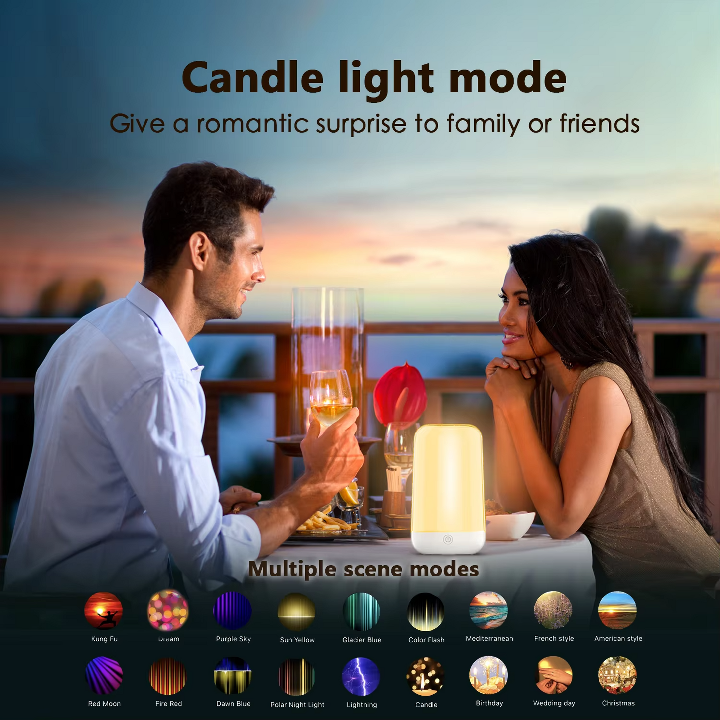 Smart LED Bedsides Lamp Night Light RGB Dimmable Touch Light