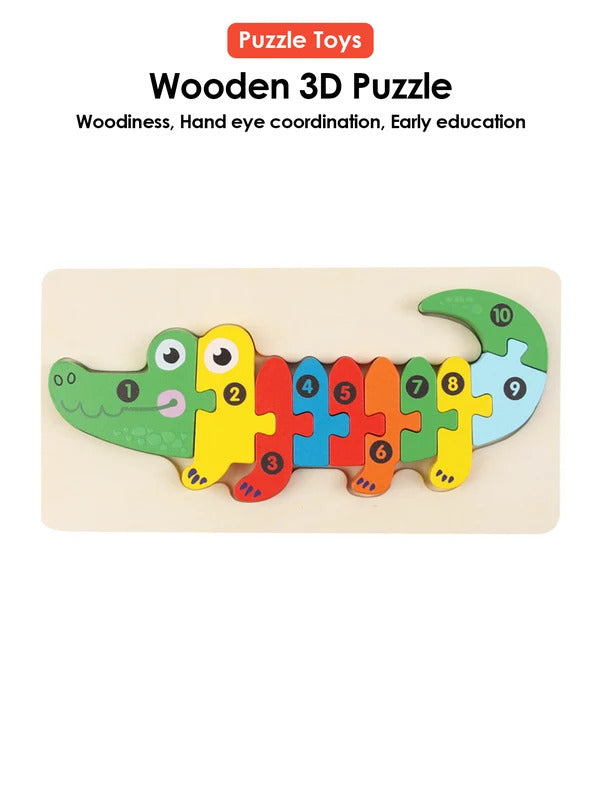 3D Wooden Puzzles Educational Cartoon Animals Puzzle