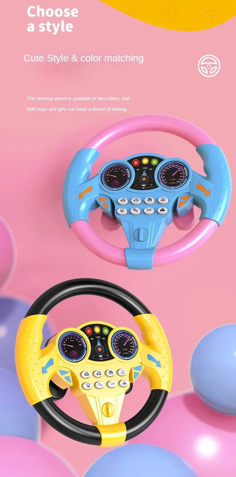 Infant Shining Eletric Simulation Steering Wheel Toy