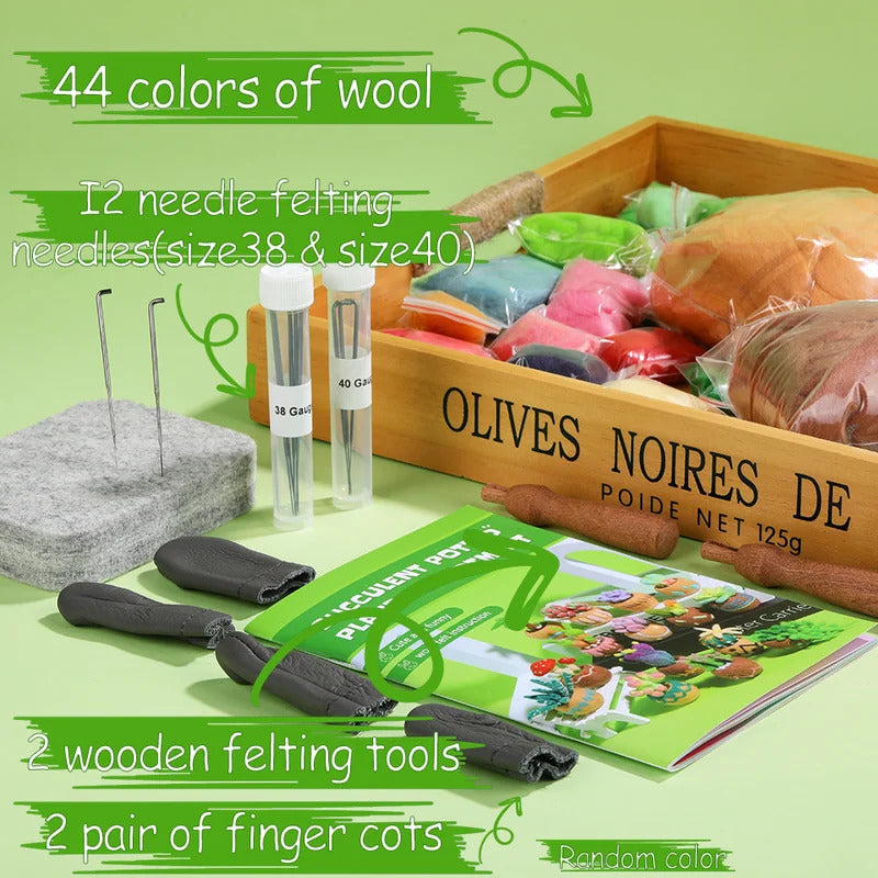 Succulent Potted Plant Wool Felting Kits