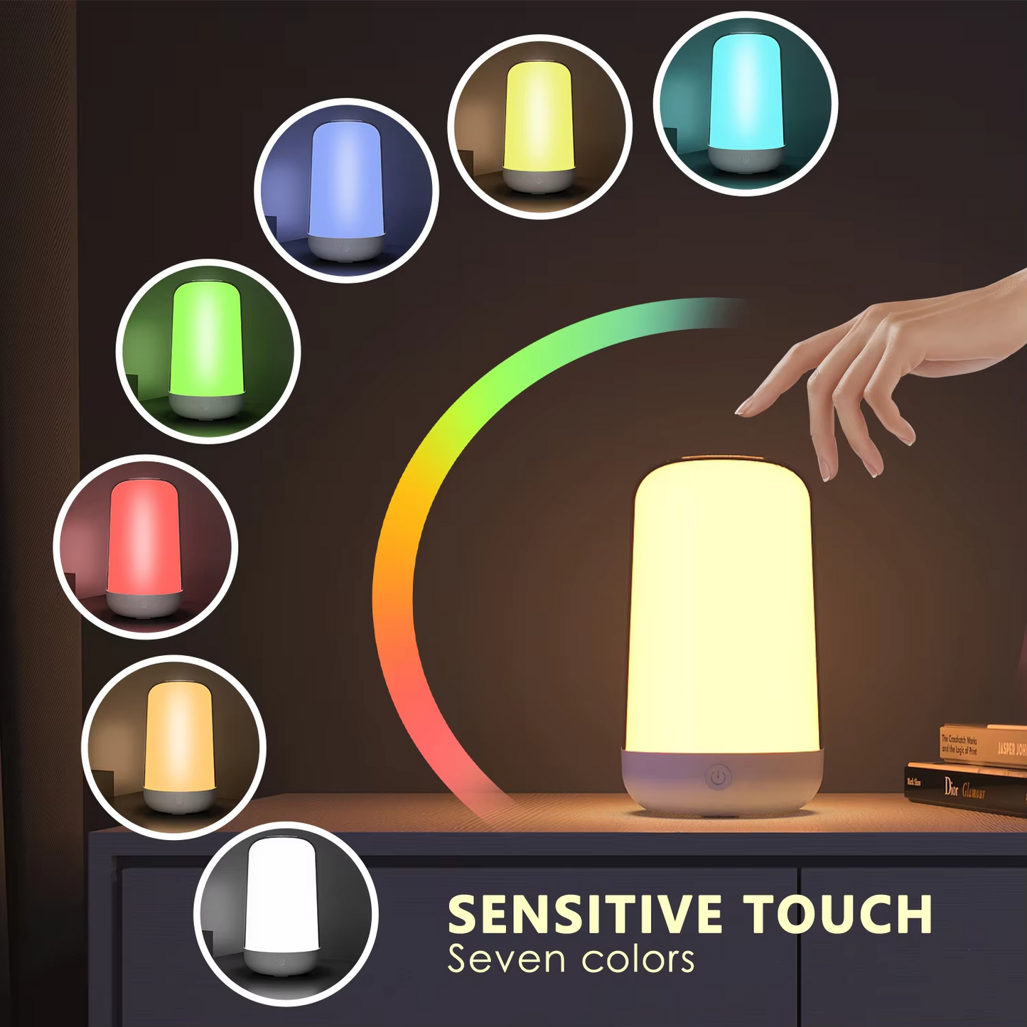Smart LED Bedsides Lamp Night Light RGB Dimmable Touch Light