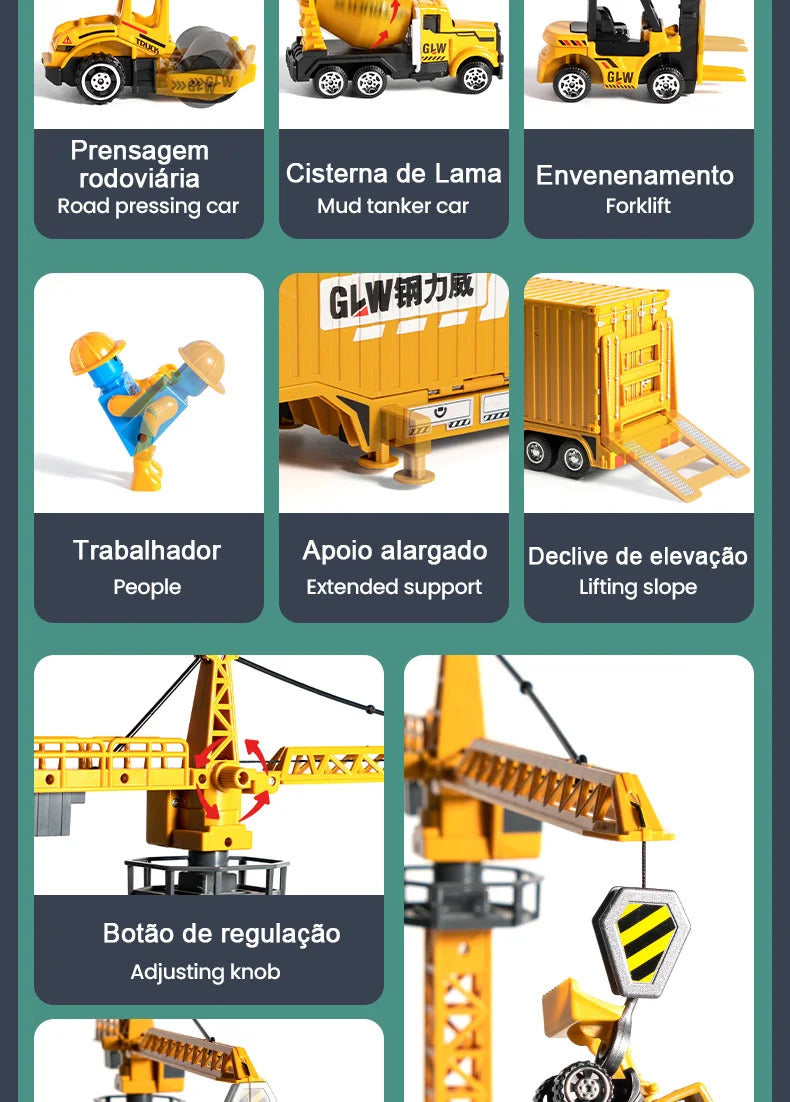 Tractor Alloy Engineering Vehicle Parking Lot Car Set