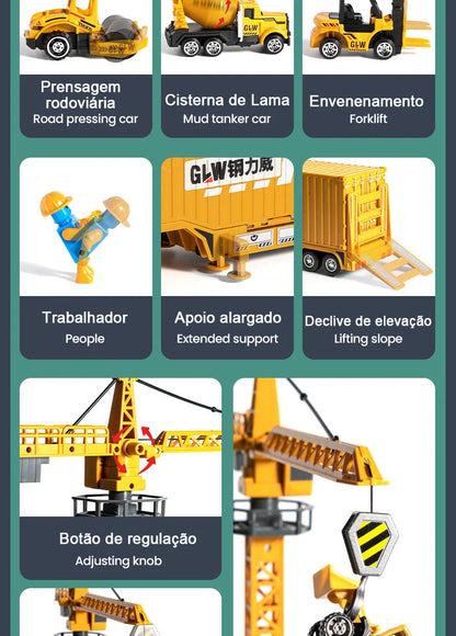 Tractor Alloy Engineering Vehicle Parking Lot Car Set