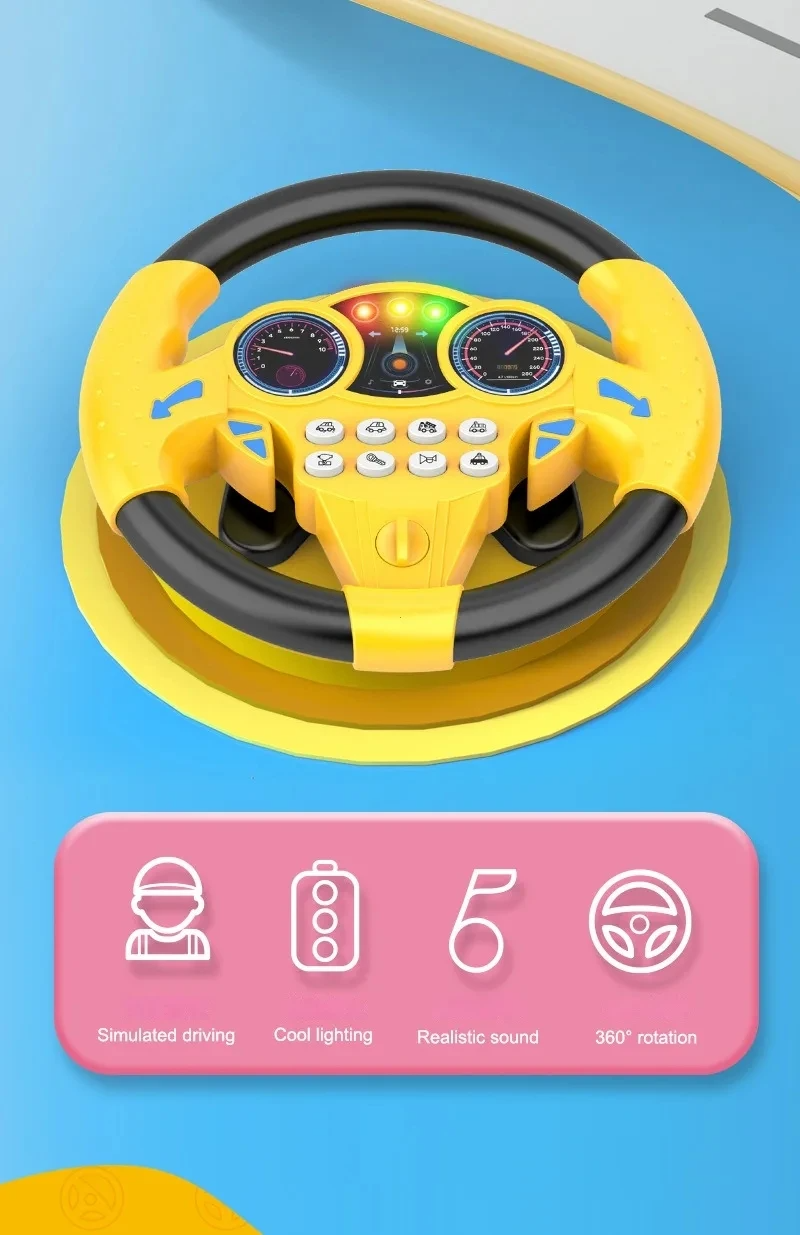 Infant Shining Eletric Simulation Steering Wheel Toy