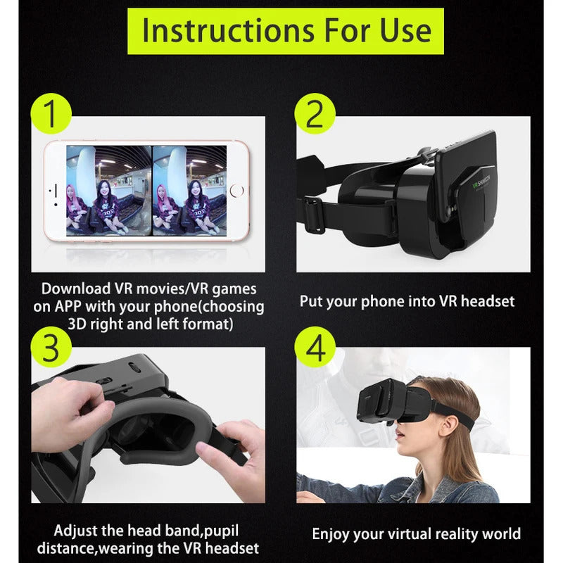 3D Virtual Reality VR Glasses With Controllers