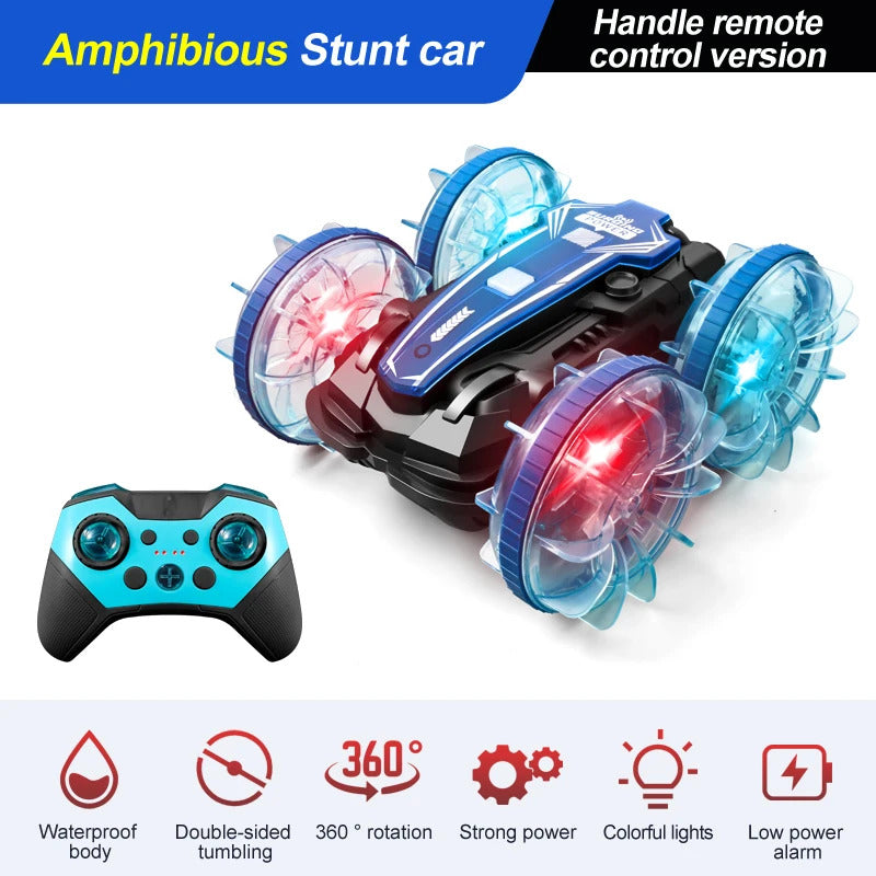 新しい LED 水陸両用 RC カー デュアル リモート コントロール 防水 スタント カー