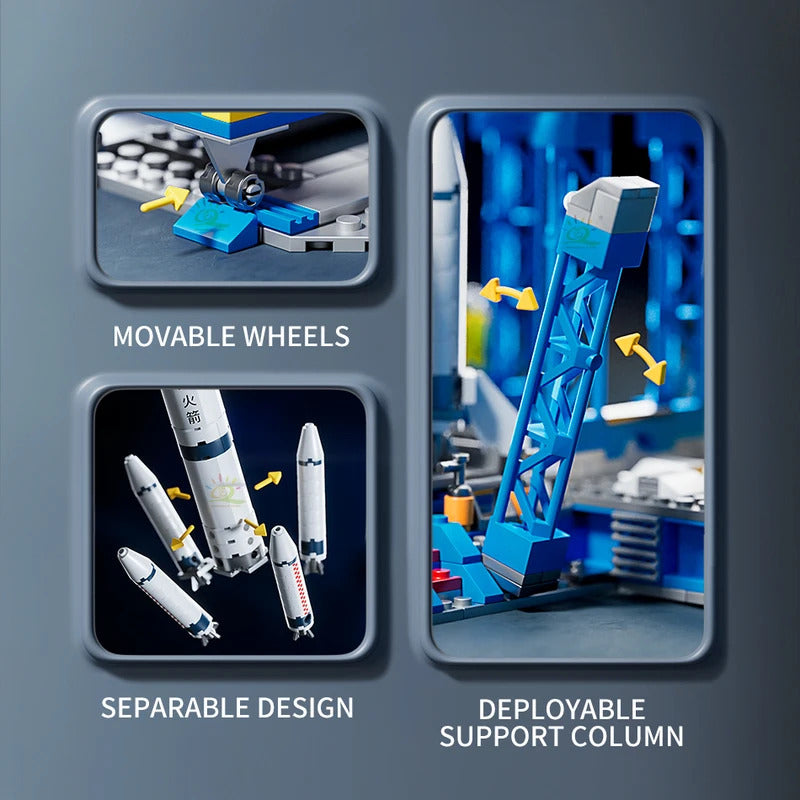 Space Aviation Manned Rocket Building Blocks With Astronaut