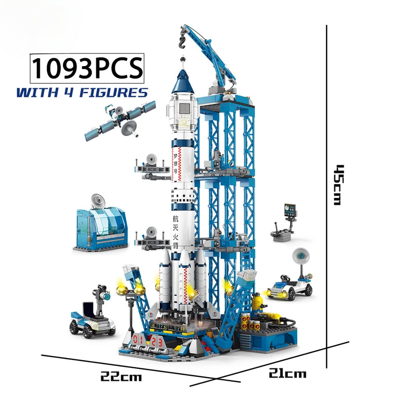 Space Aviation Manned Rocket Building Blocks With Astronaut