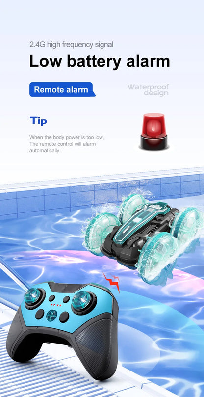 新しい LED 水陸両用 RC カー デュアル リモート コントロール 防水 スタント カー