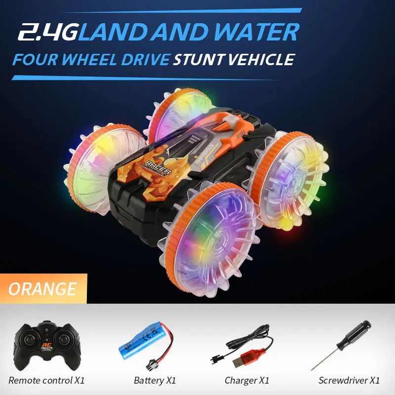 新しい LED 水陸両用 RC カー デュアル リモート コントロール 防水 スタント カー