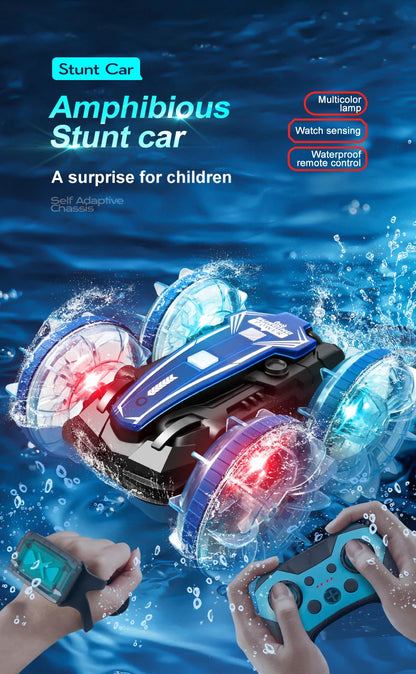 新しい LED 水陸両用 RC カー デュアル リモート コントロール 防水 スタント カー