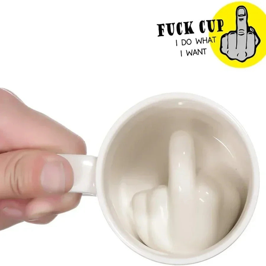 300ML 中指カップ ホワイト おもしろいセラミックマグ