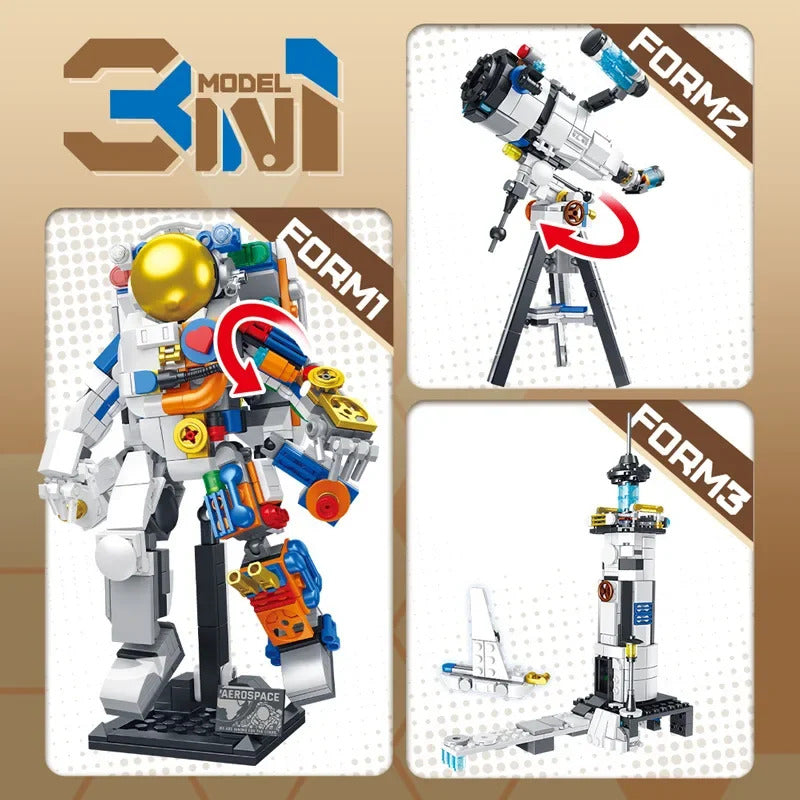 3-in-1 宇宙探査ビルディングブロック レンガ おもちゃ