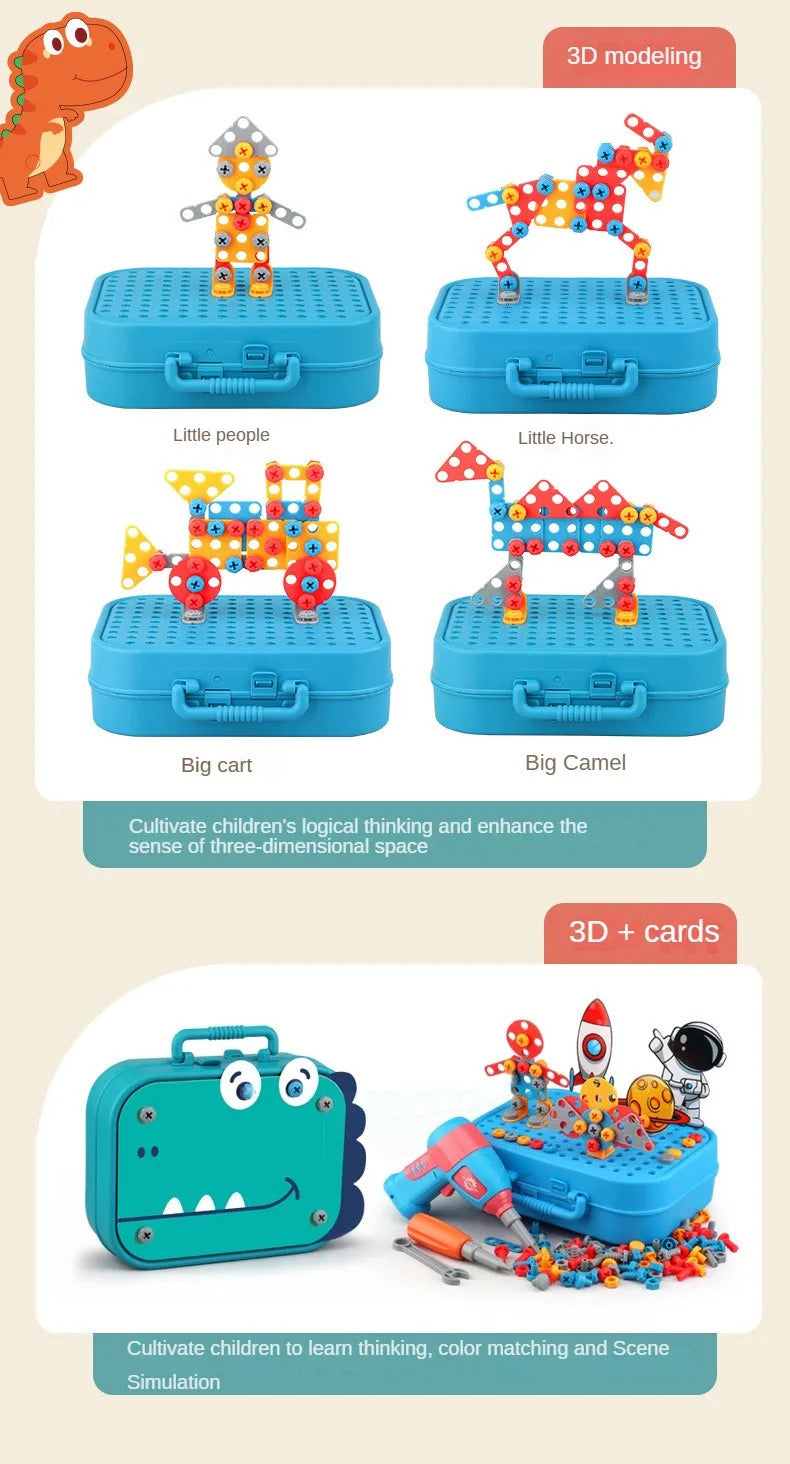 211PCS 子供用ごっこ遊び修理ツールボックス クリエイティブ教育玩具