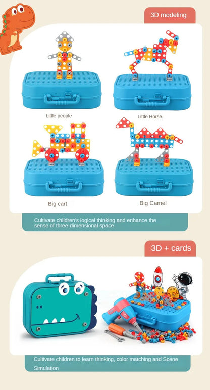 211PCS 子供用ごっこ遊び修理ツールボックス クリエイティブ教育玩具