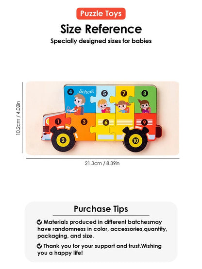 3D Wooden Puzzles Educational Cartoon Animals Puzzle