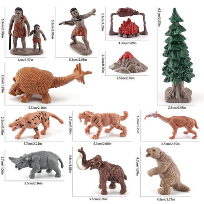 12 種の先史時代の動物の模型