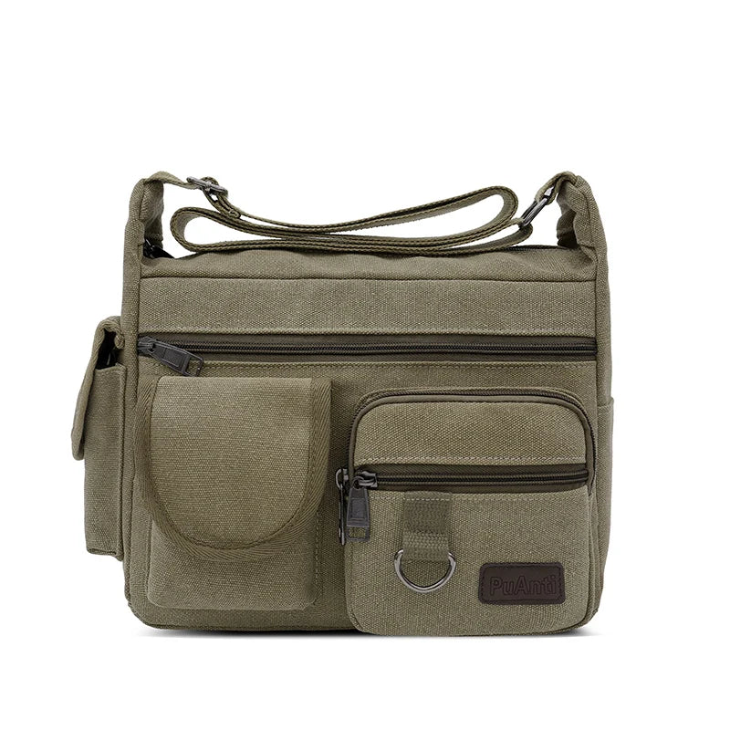 Canvas Messenger Bag for Men Vintage Water Resistant Waxed Crossbody bags